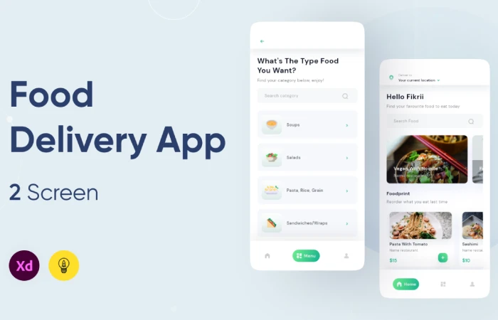 Food Delivery App Design  - Free Figma Template