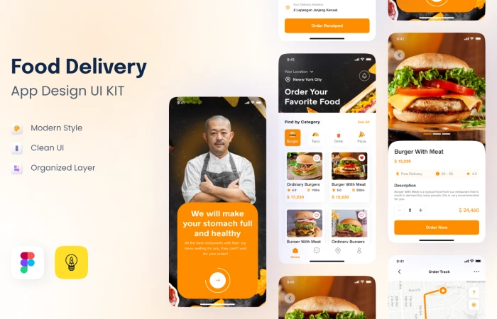 Food Delivery App Design - Only $5  - Free Figma Template