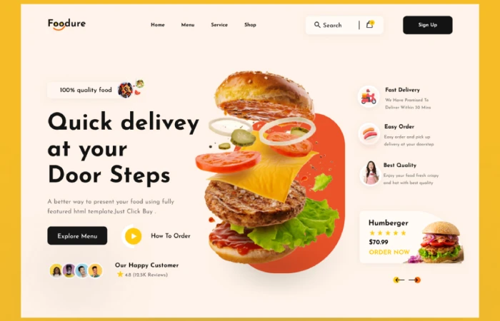 Food Delivery Landing Page  - Free Figma Template