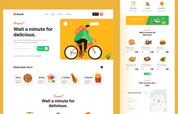 Food Delivery Service Website Template  - Free Figma Template