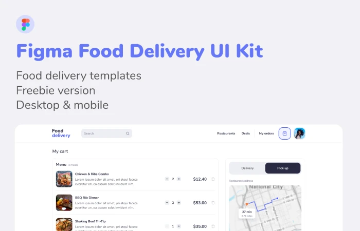 Food Delivery UI Kit  - Free Figma Template