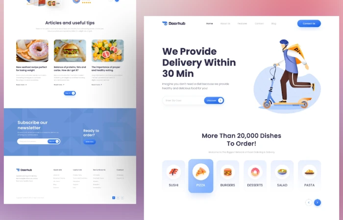Food Delivery Website Design  - Free Figma Template