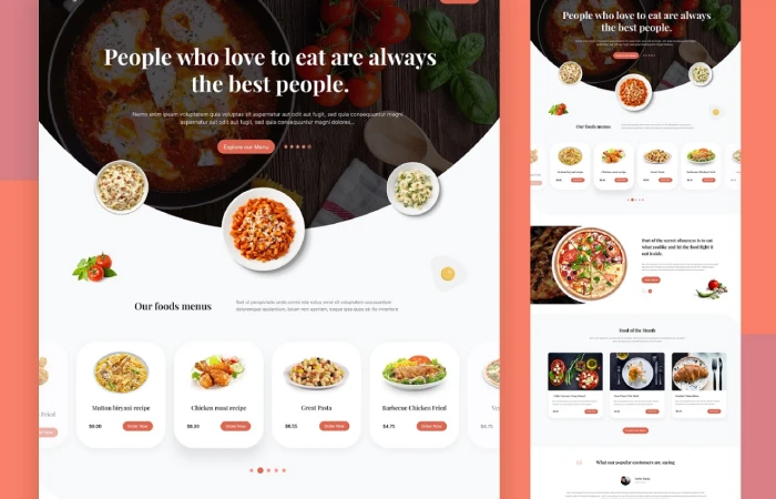 Food or Restaurant website template  - Free Figma Template