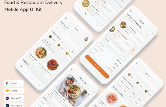 Food & Restaurant Delivery Mobile App UI Kit  - Free Figma Template