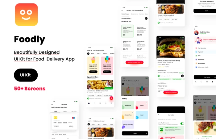 Foodly  Food Delivery App  - Free Figma Template