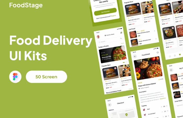 FoodStage - Food Delivery App UI Kits  - Free Figma Template
