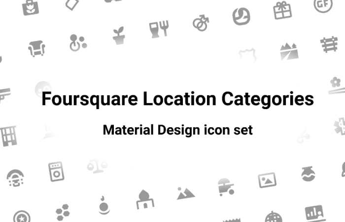 Foursquare Location Categories - Material Design Icons  - Free Figma Template