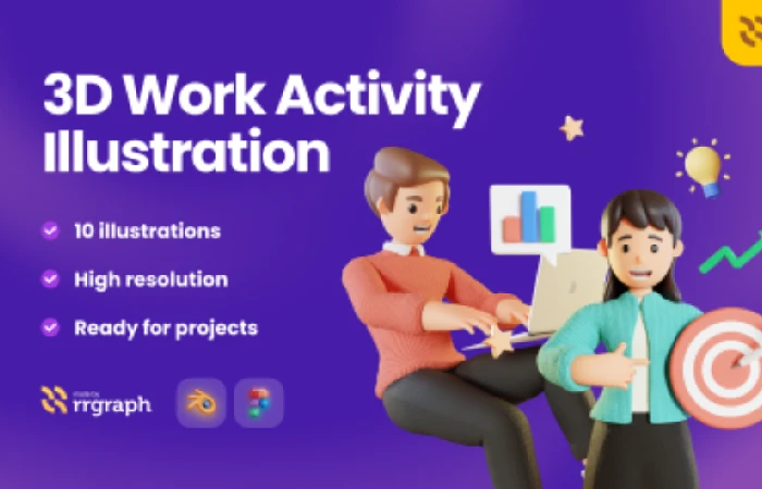 FREE 3D Work Activity Illustration Pack  - Free Figma Template