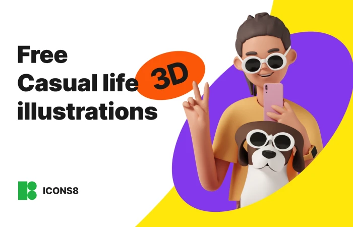 Free Casual life 3D illustrations  - Free Figma Template
