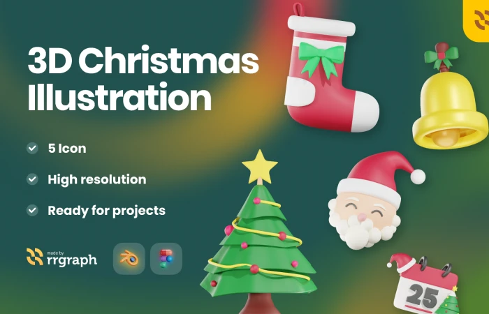 Free Christmas 3D Assets   - Free Figma Template