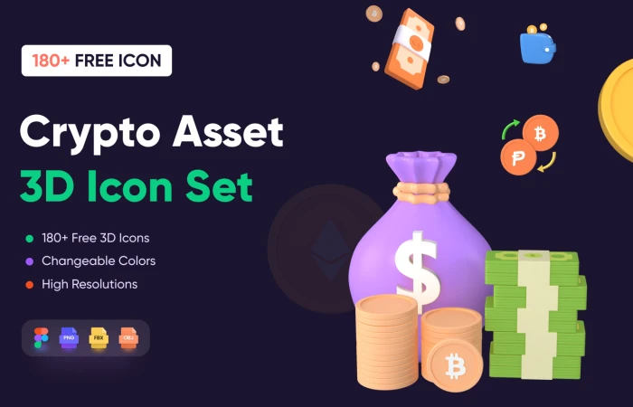 Free Crypto 3D Icons  - Free Figma Template