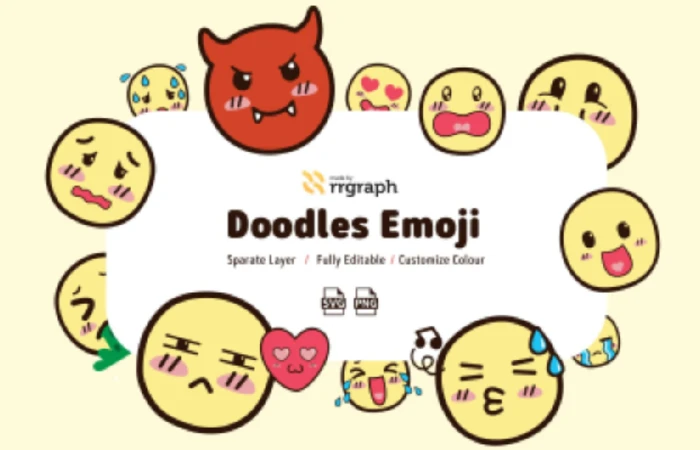 Free Doodle's Emoji Vector Set  - Free Figma Template
