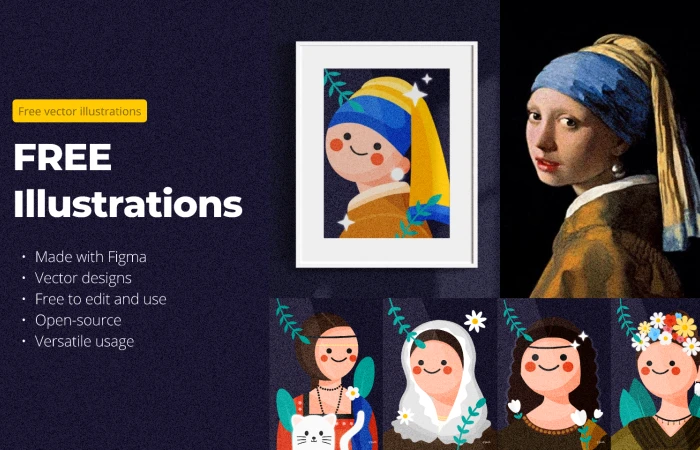 Free Illustration - recreating famous painting  - Free Figma Template