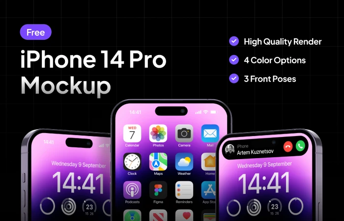 Free iPhone 14 Pro Mockups  - Free Figma Template