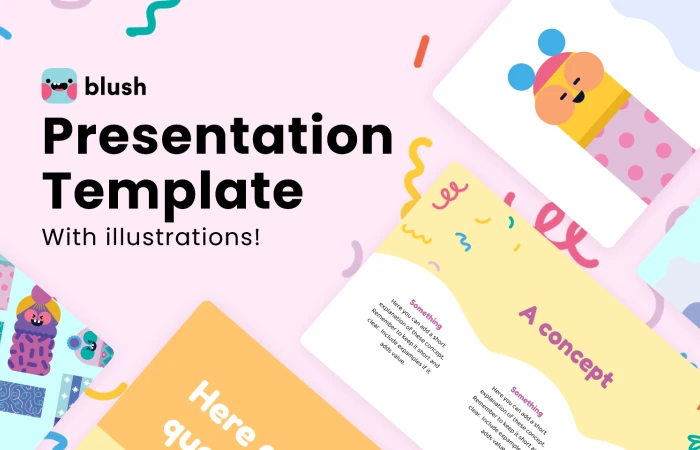 Free presentation template with Wormies illustrations  - Free Figma Template