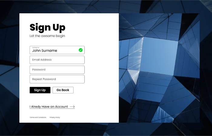 Free Signup Page UI Design  - Free Figma Template