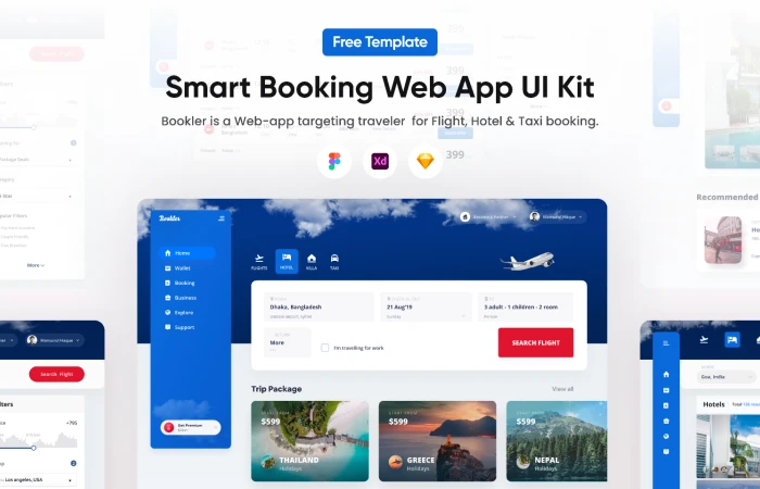 Free Smart Booking Web App UI Kit  - Free Figma Template