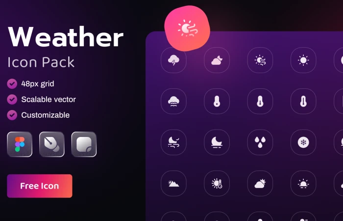 Free Weather Icon Pack  - Free Figma Template