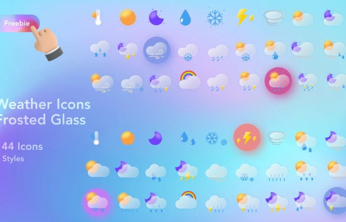 Frosted Glass Weather Icons  - Free Figma Template