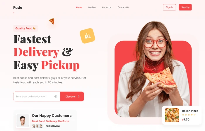 Fudo Food Delivery Landing Page  - Free Figma Template