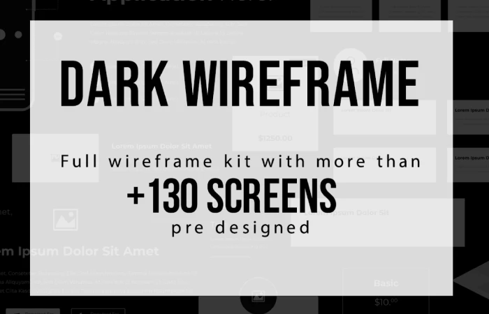Full Dark Wireframe kit  - Free Figma Template