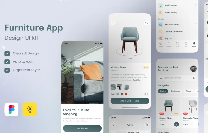 Furniture Mobile App Design  - Free Figma Template