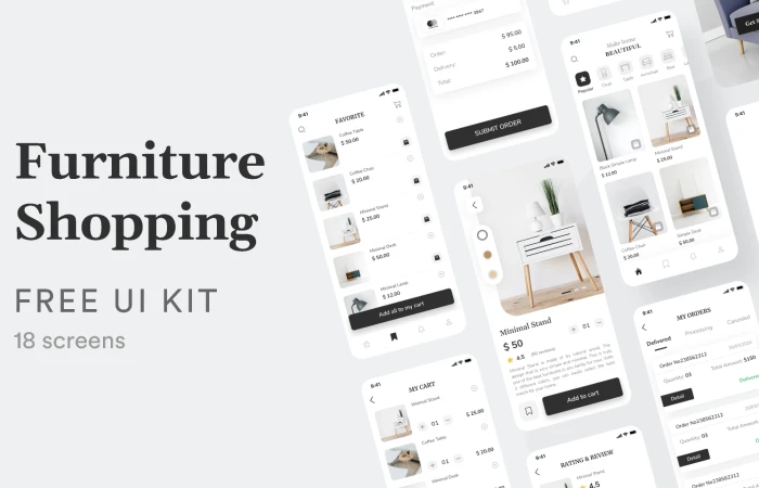 Furniture Shopping - Minimal UI Kit  - Free Figma Template