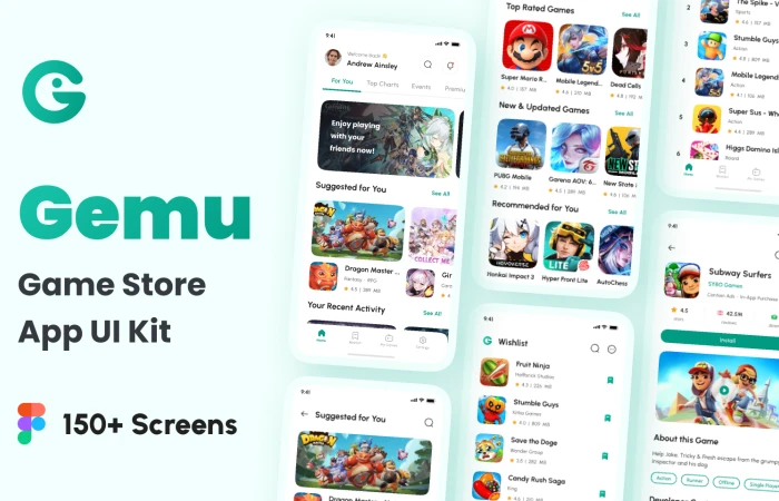 Gemu - Game Store App UI Kit  - Free Figma Template
