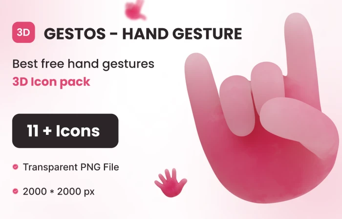 Gestos - Hand Gesture Best free hand gestures 3D Icon pack  - Free Figma Template