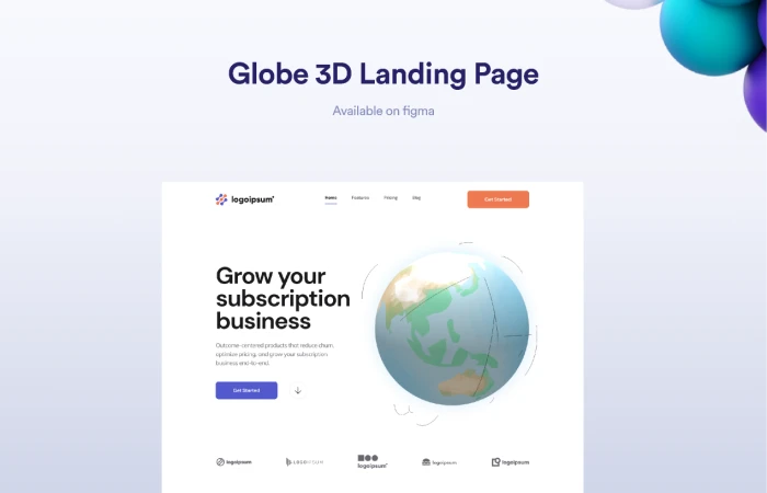 Globe 3D Landing Page  - Free Figma Template
