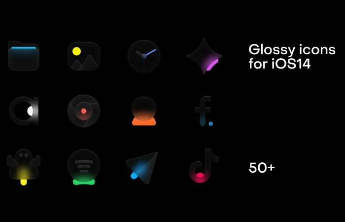 Glossy icons for iOS14  - Free Figma Template