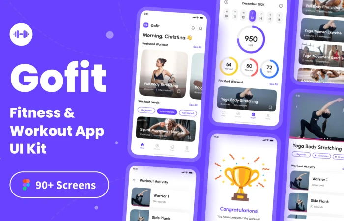 Gofit - Fitness & Workout App UI Kit  - Free Figma Template