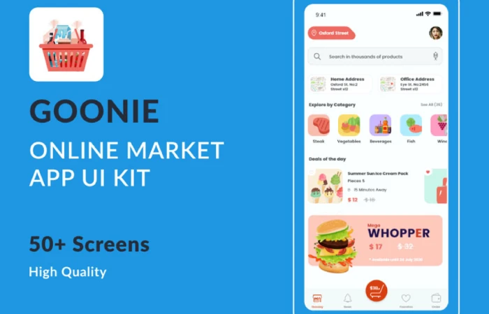 Goonie Online Market App UI Kit  - Free Figma Template