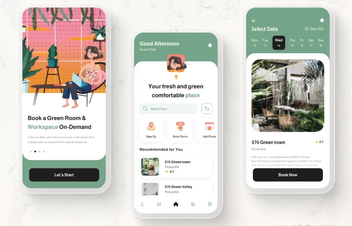 Green Co-Working Space  - Free Figma Template