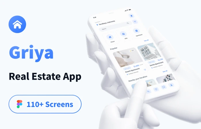 Griya - Real Estate App UI Kit  - Free Figma Template