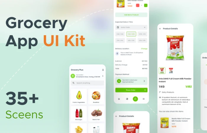 Grocery Plus - Grocery App UI Kit  - Free Figma Template