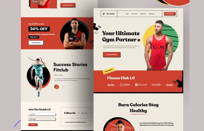 Gym : Fitness landing page  - Free Figma Template