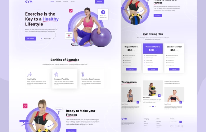 GYM - Fitness Landing Page.  - Free Figma Template