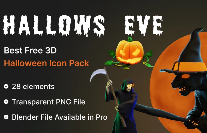 Hallows Eve  Free Halloween 3D Icon Pack  - Free Figma Template