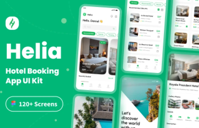 Helia - Hotel Booking App UI Kit  - Free Figma Template