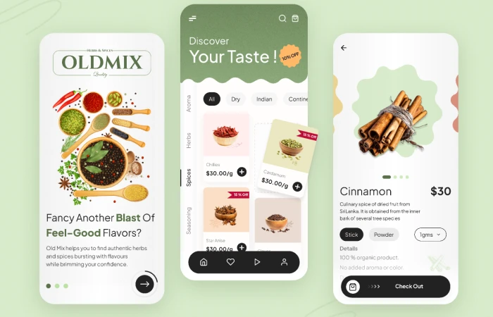 Herbs and Spices App  - Free Figma Template