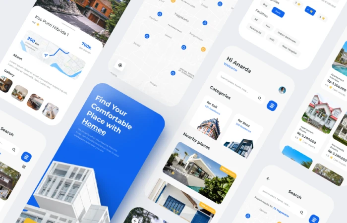 Homee - Convenient Housing Search (Buy or Rent House) Property Application  - Free Figma Template