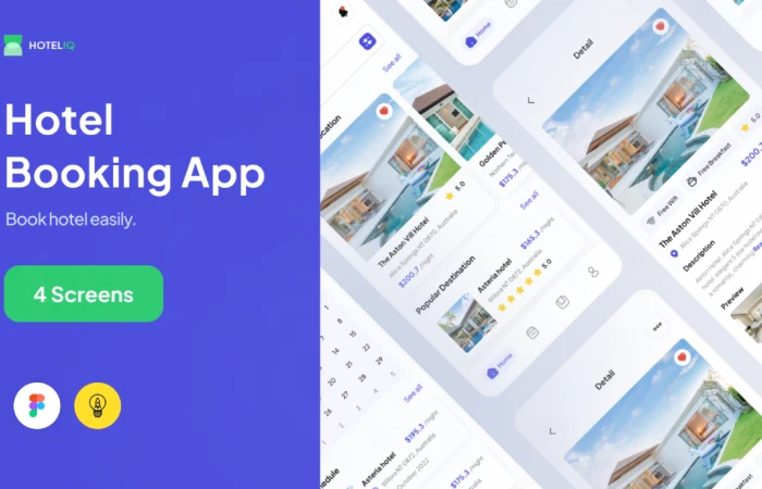 Hoteliq - Booking Hotel App Design  - Free Figma Template