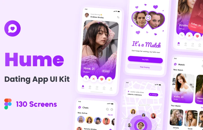 Hume - Dating App UI Kit  - Free Figma Template