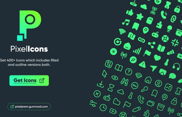 Icon Pack of 400+ Icons - PixelIcons  - Free Figma Template