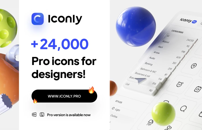 Iconly Pro  +24k Premium icons  - Free Figma Template