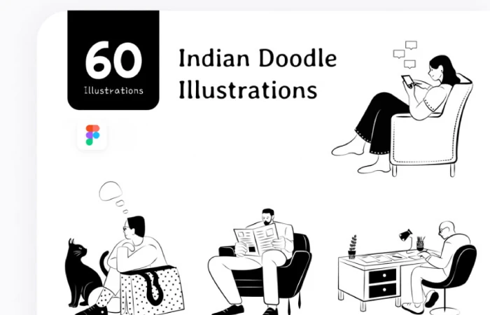 Indian Doodle Illustration Pack  - Free Figma Template