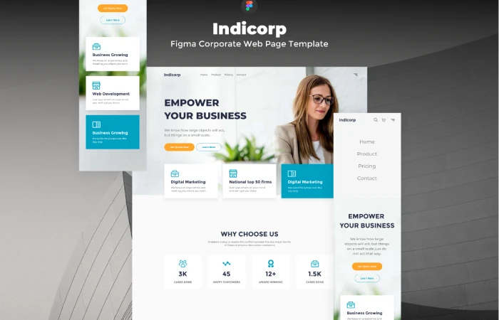 Indicorp - Figma Corporate Web Page Template  - Free Figma Template