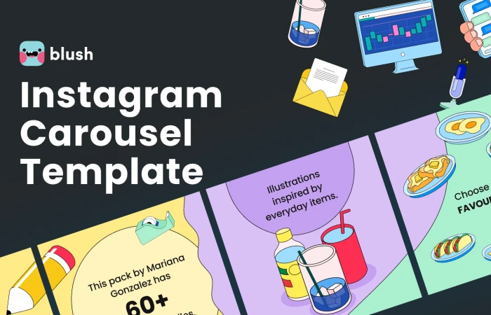 Instagram Carousel Template with Illustrations  - Free Figma Template