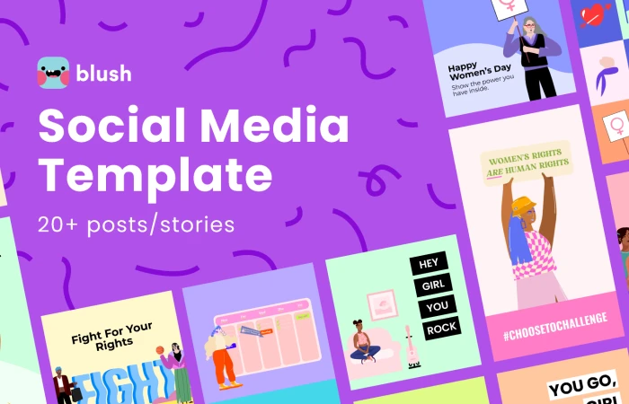 Instagram Social Media Posts with Illustrations  - Free Figma Template